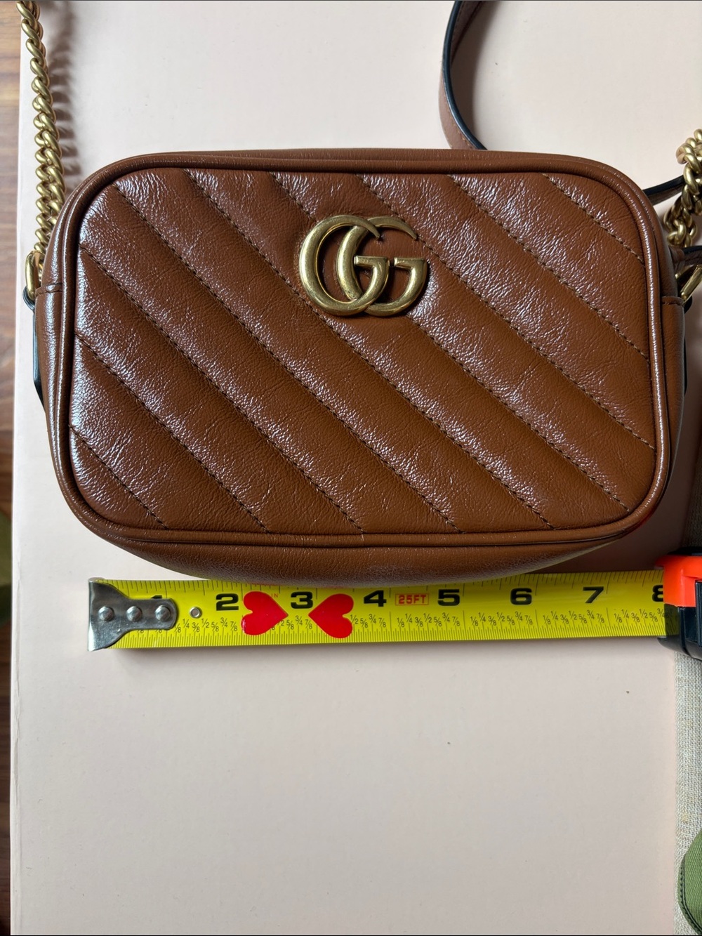 Gucci Brown Chevron GG Small Camera Crossbody - Picture 8 of 9